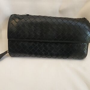 Bottega Veneta Black Woven Long Wallet